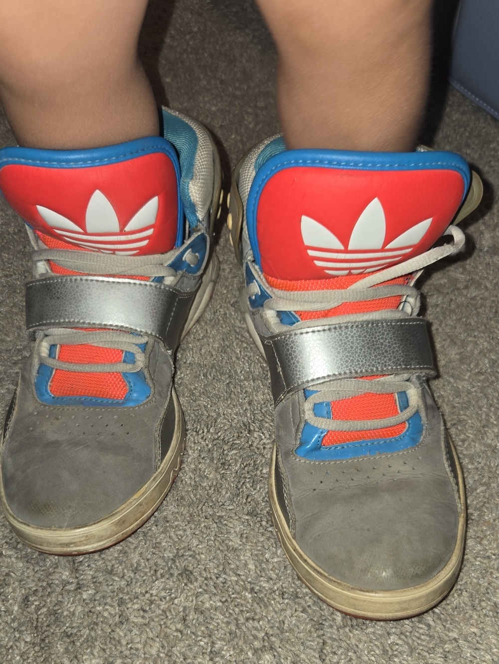 Womens High-Top Sneakers with Red and Blue Accents Baby Not Included